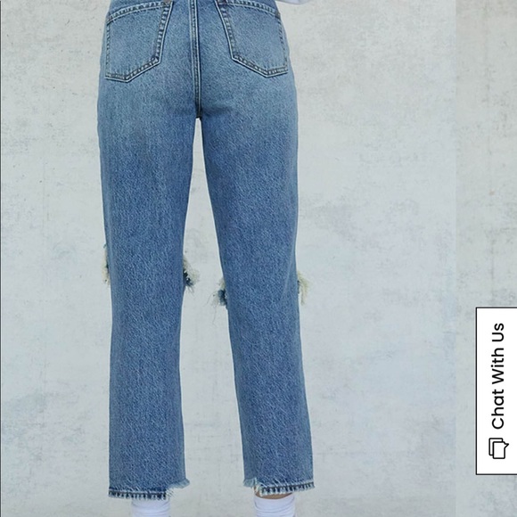 PacSun Eco Medium Blue Distressed High Waisted Straight Leg Jeans - size 24 - Picture 4 of 5